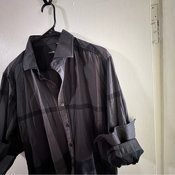 Lux Black Plaid Casual Button Down Shirt - Picture 2 of 3